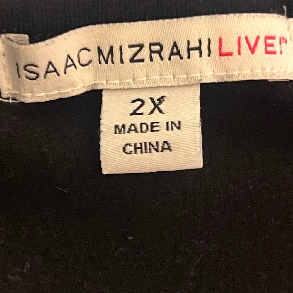 Isaac Mizrahi Black T-Shirt with Lace Detail - Picture 2 of 3